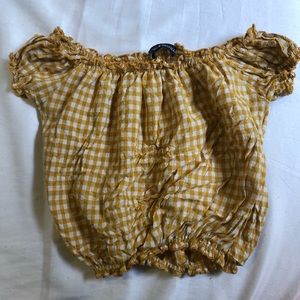 Yellow Gingham Off the Shoulder Top